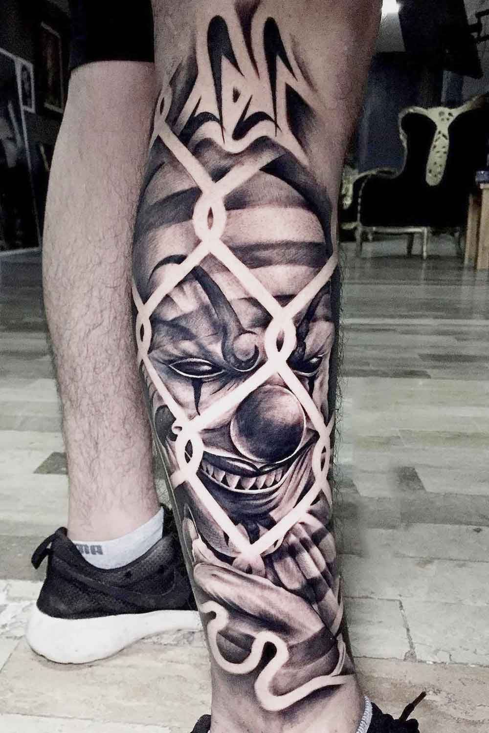 tatuagem-de-palhaco-na-perna 