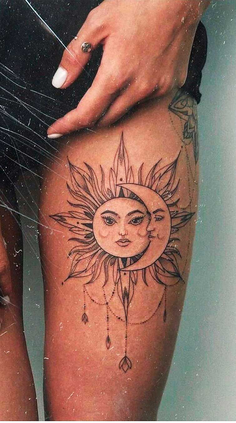 tatuagem-de-sol-e-lua-na-coxa 