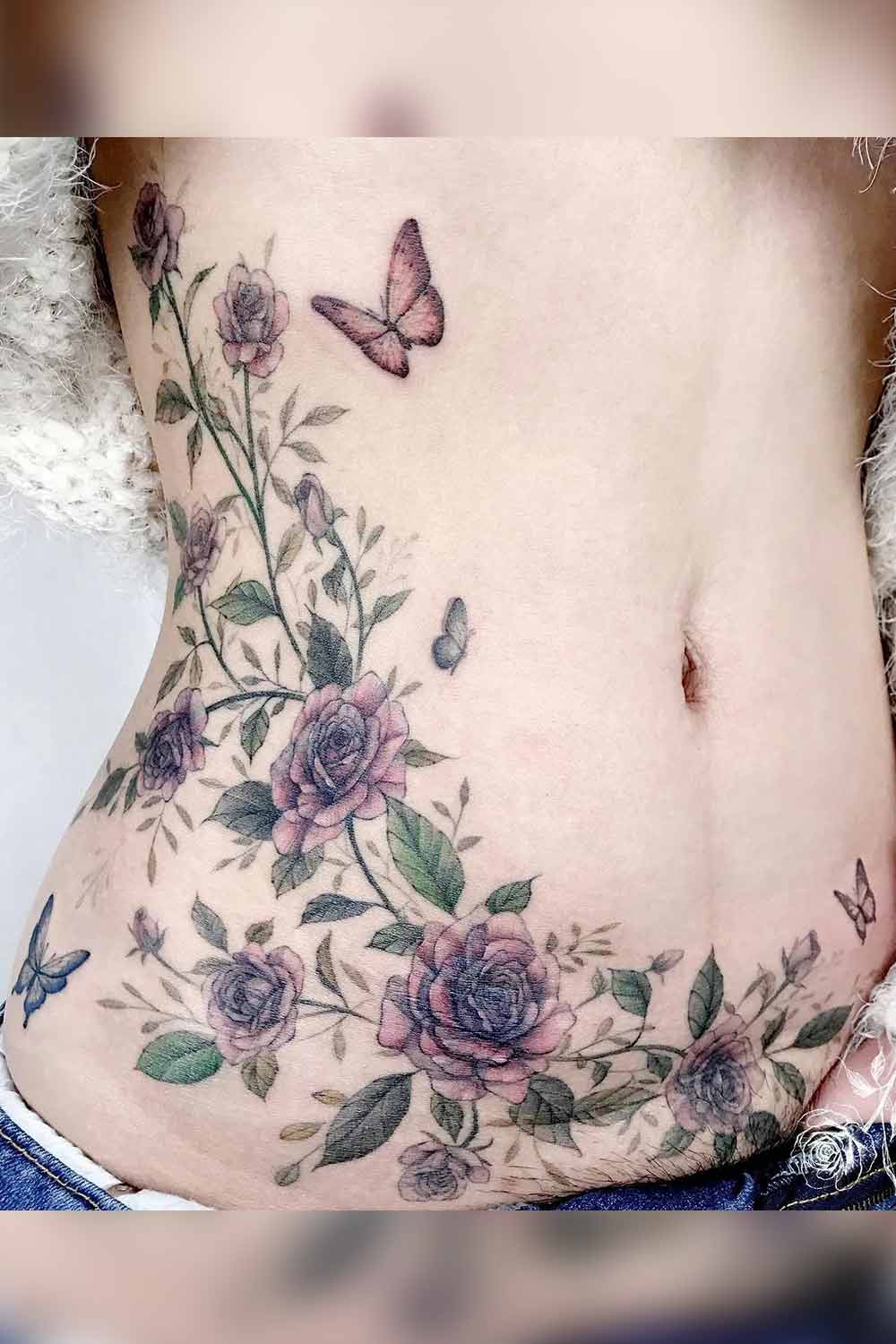 tatuagem-floral-na-barriga 